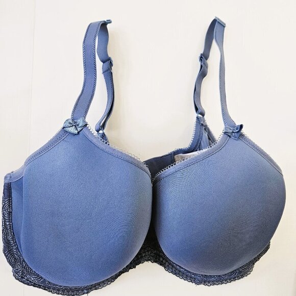 PANACHE Indigo Blue Spacer Molded Full Figure Bra Size 36E - Picture 2 of 9